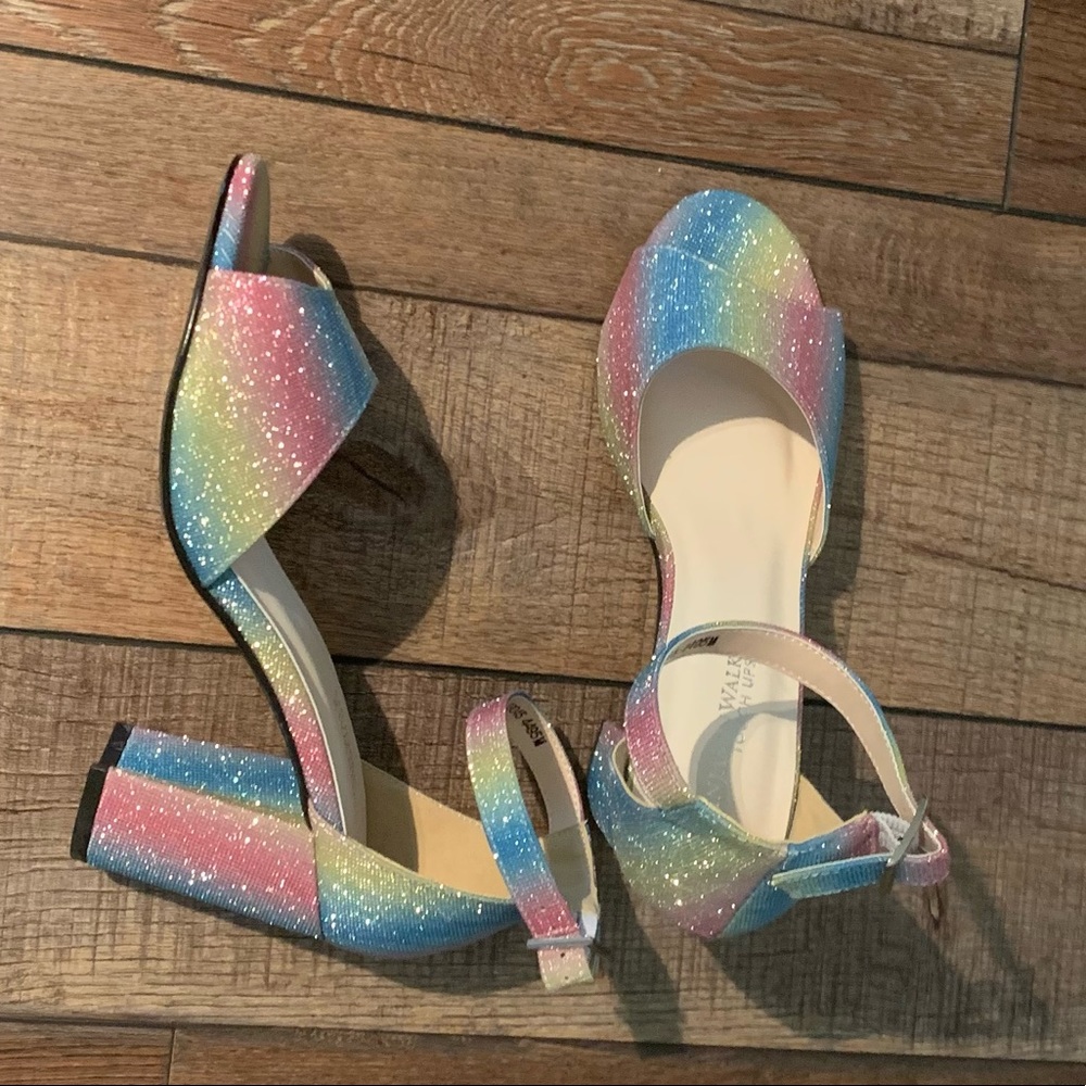 Sparkly rainbow heels. Never worn except to try on.